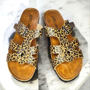 RK COLLECTION Cheetah Print With Flower Sandals - 8.5